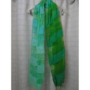 Women's Scarf Polyester Light and Dark Green Fashion 24 in Wide 36 in Long